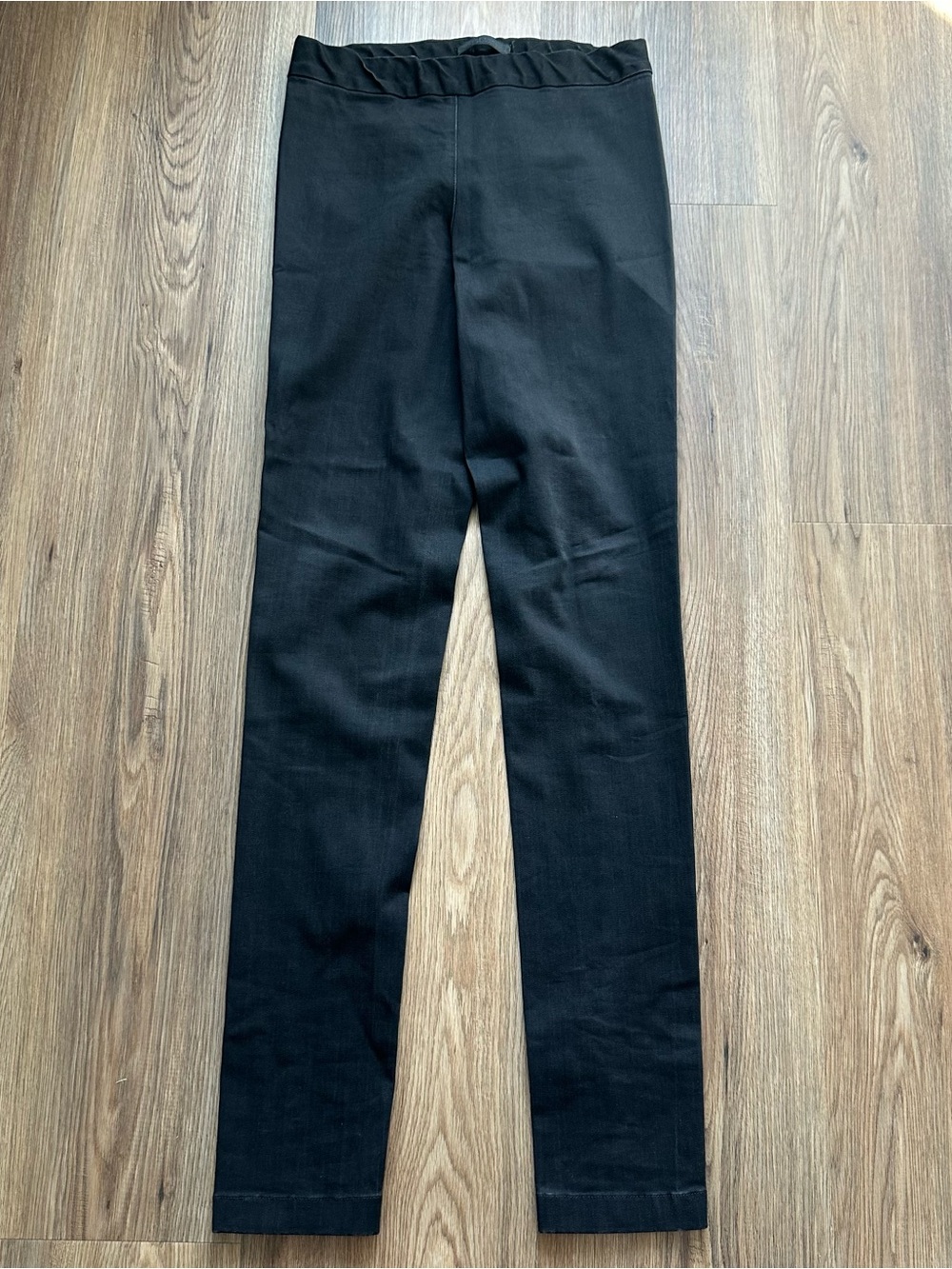 The Row Pants Womens Small Black Cotton Blend Pull On Stretch Slim Minimalist